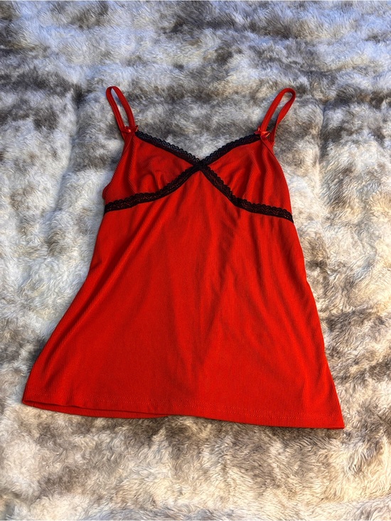 Love to Sleep Tops - Red Lace-Trim Cami  - Women Intimates
